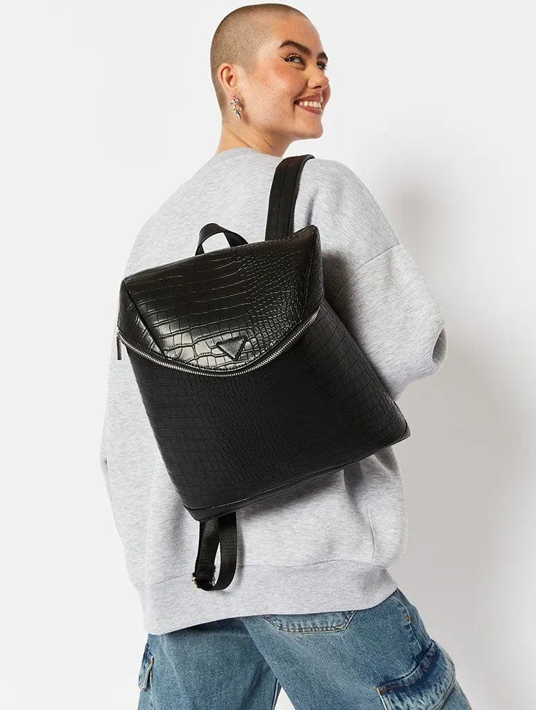 Madison Black Croc Backpack sold by Skinnydip London product image thumbnail 2