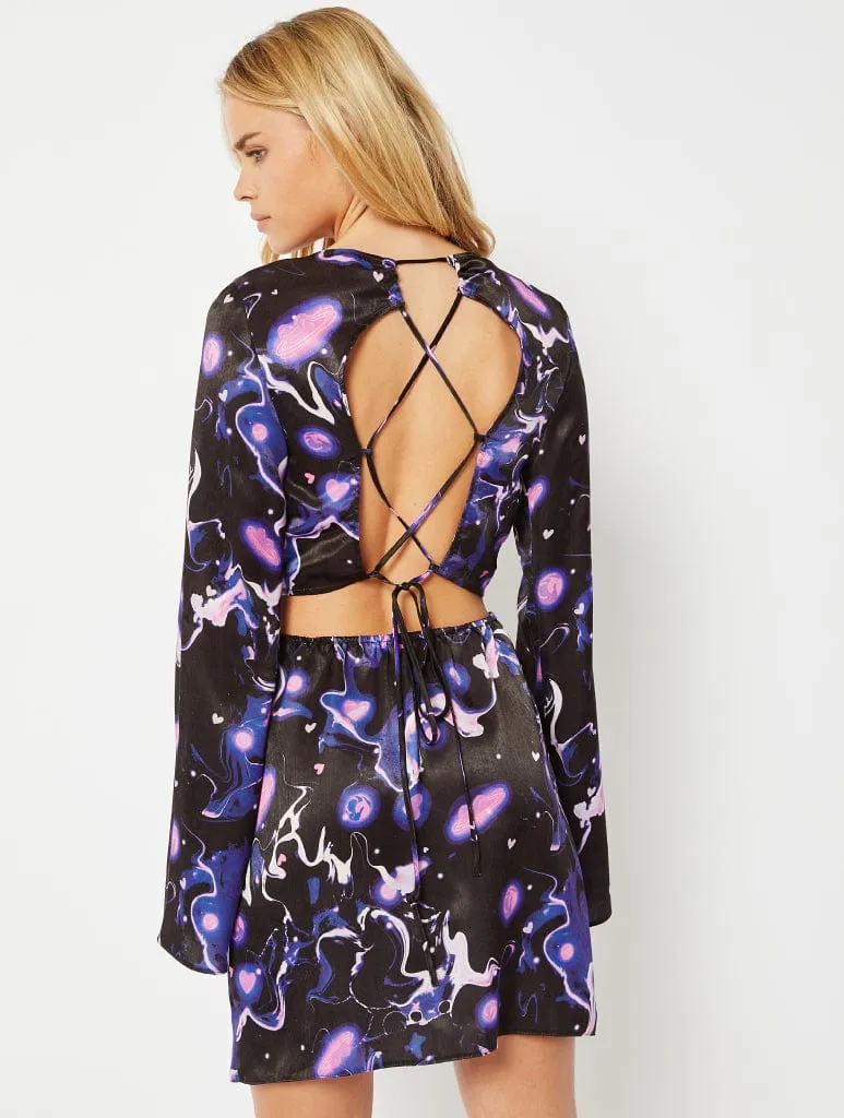 Galaxy Print Purple Mini Dress sold by Skinnydip London