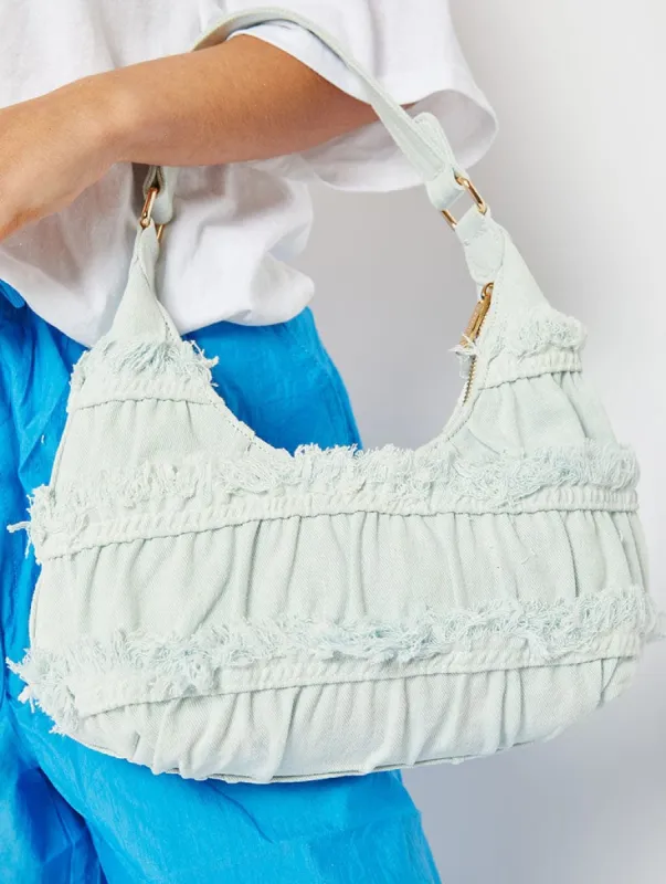 Gerri Frayed Denim Shoulder Bag sold by Skinnydip London