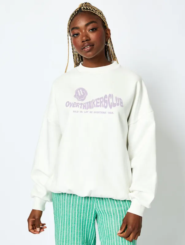 Overthinkers Club Sweatshirt in Ecru sold by Skinnydip London