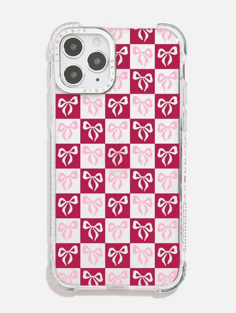 Bow Checkerboard Shock iPhone Case sold by Skinnydip London