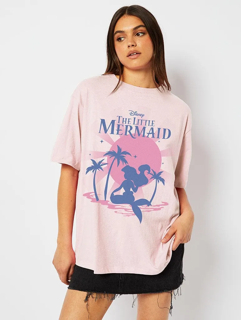 Disney Little Mermaid Sunset T-Shirt in Pink sold by Skinnydip London