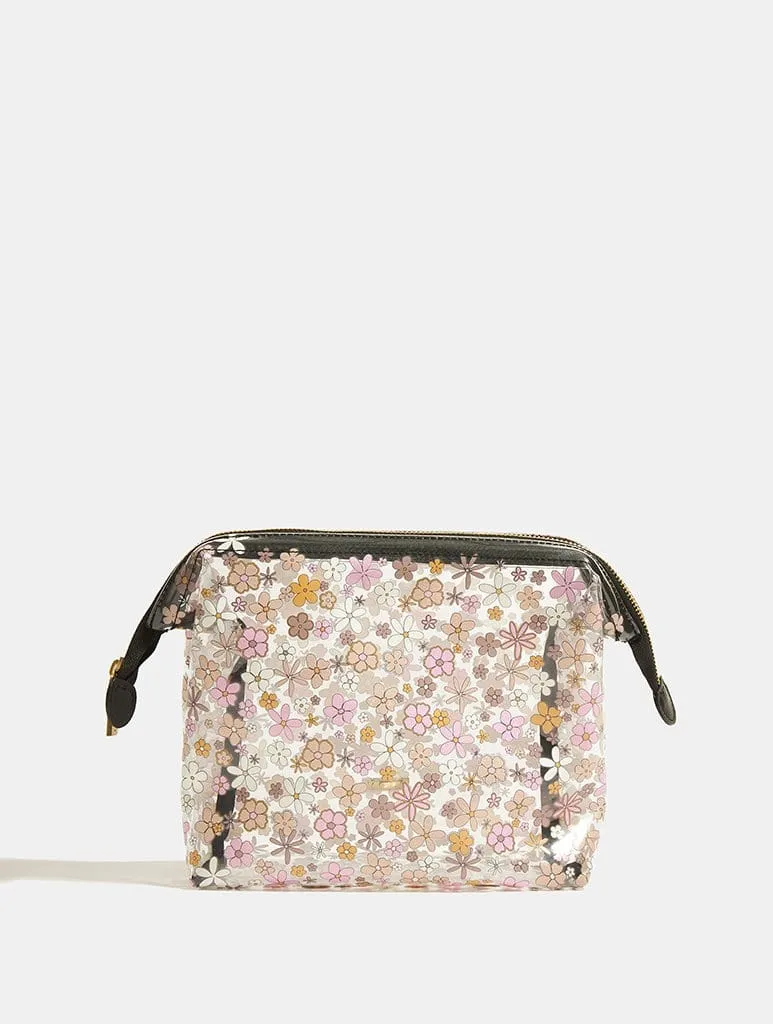 Chocolate Ditsy Floral Wash Bag sold by Skinnydip London