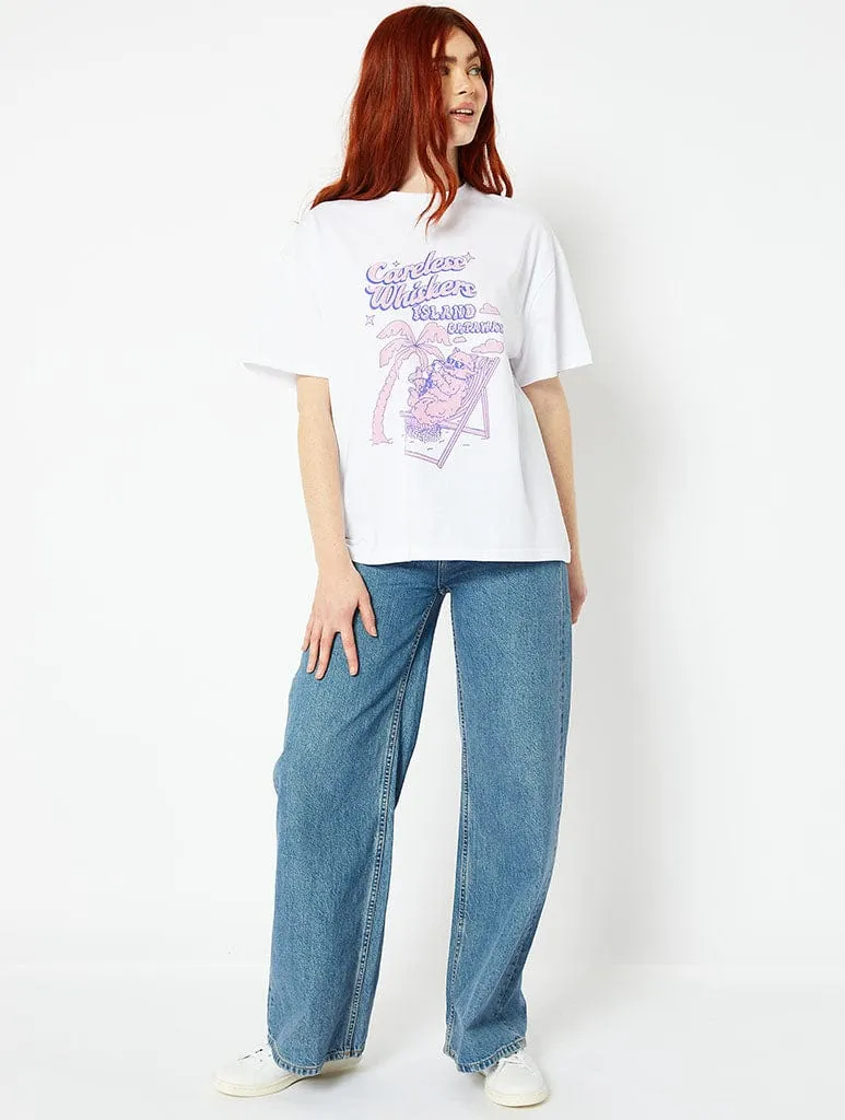Careless Whiskers Oversized White T-Shirt sold by Skinnydip London product image thumbnail 4