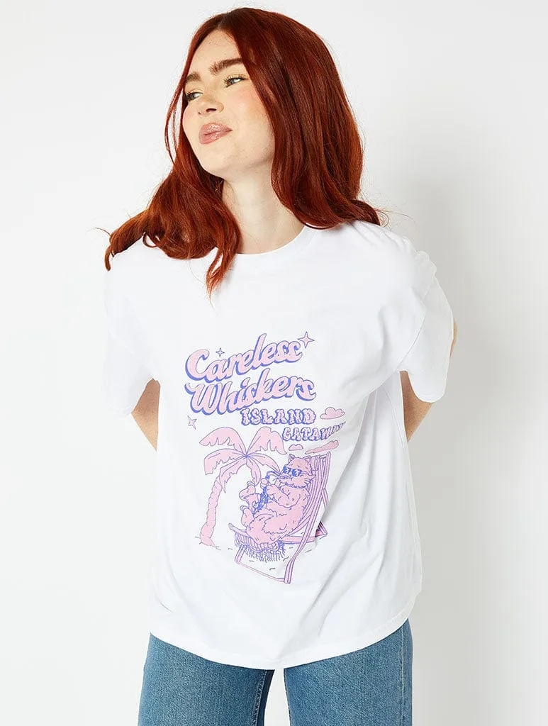 Careless Whiskers Oversized White T-Shirt sold by Skinnydip London product image thumbnail 2