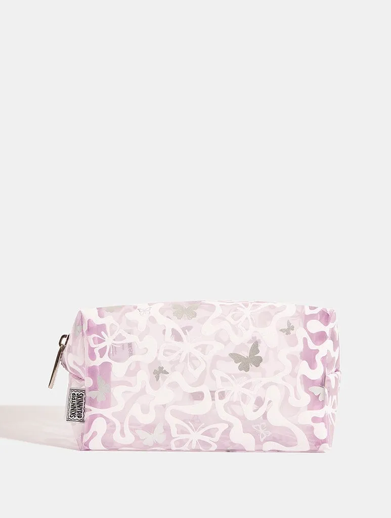 Lilac Butterfly Swirl Makeup Bag sold by Skinnydip London