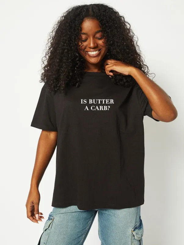 Mean Girls x Skinnydip Is Butter a Carb? T-Shirt in Black sold by Skinnydip London