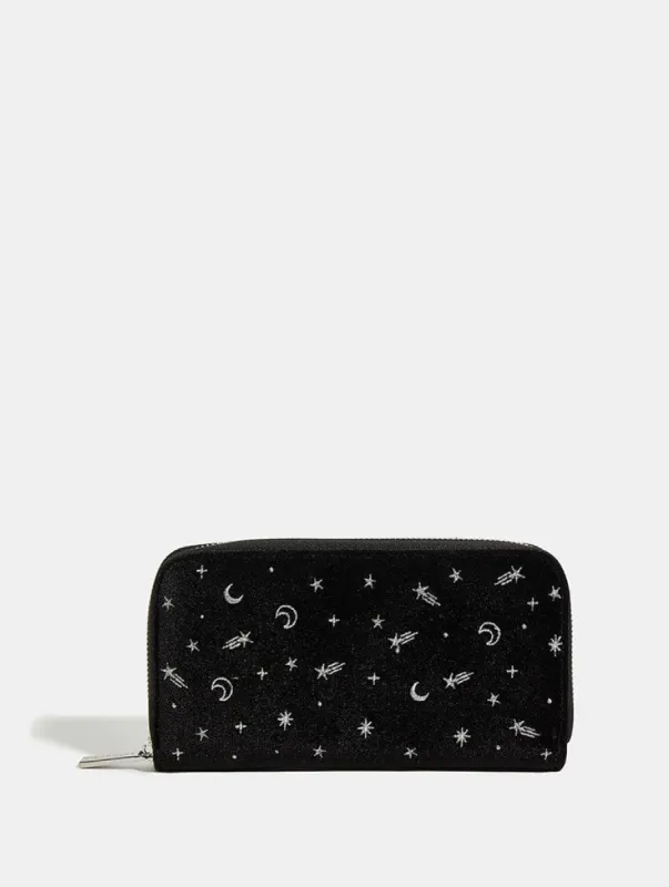 Silver Celestial Embroidered Long Purse sold by Skinnydip London