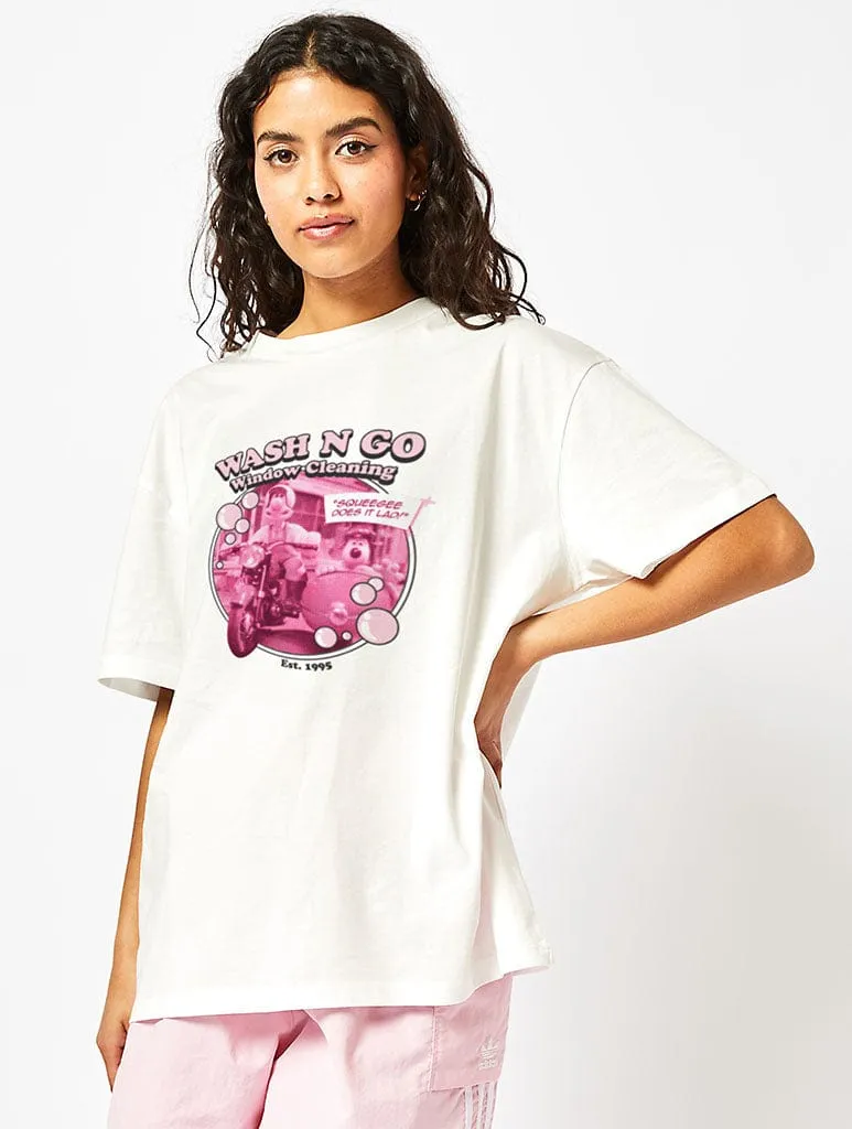 Wallace & Gromit x Skinnydip Wash N Go T-Shirt In Ecru sold by Skinnydip London