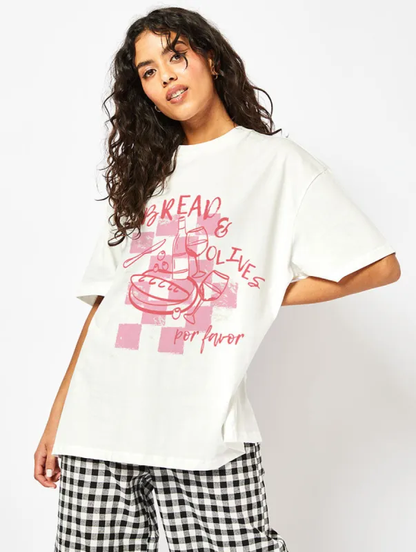 Bread & Olives T-Shirt in Ecru sold by Skinnydip London