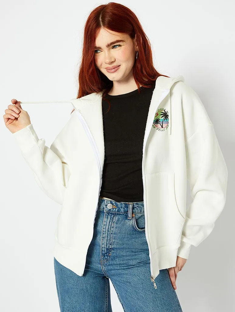 Relax Oversized Ecru Zip up Hoodie sold by Skinnydip London product image thumbnail 2
