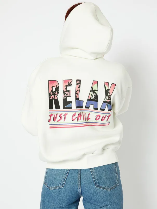 Relax Oversized Ecru Zip up Hoodie sold by Skinnydip London