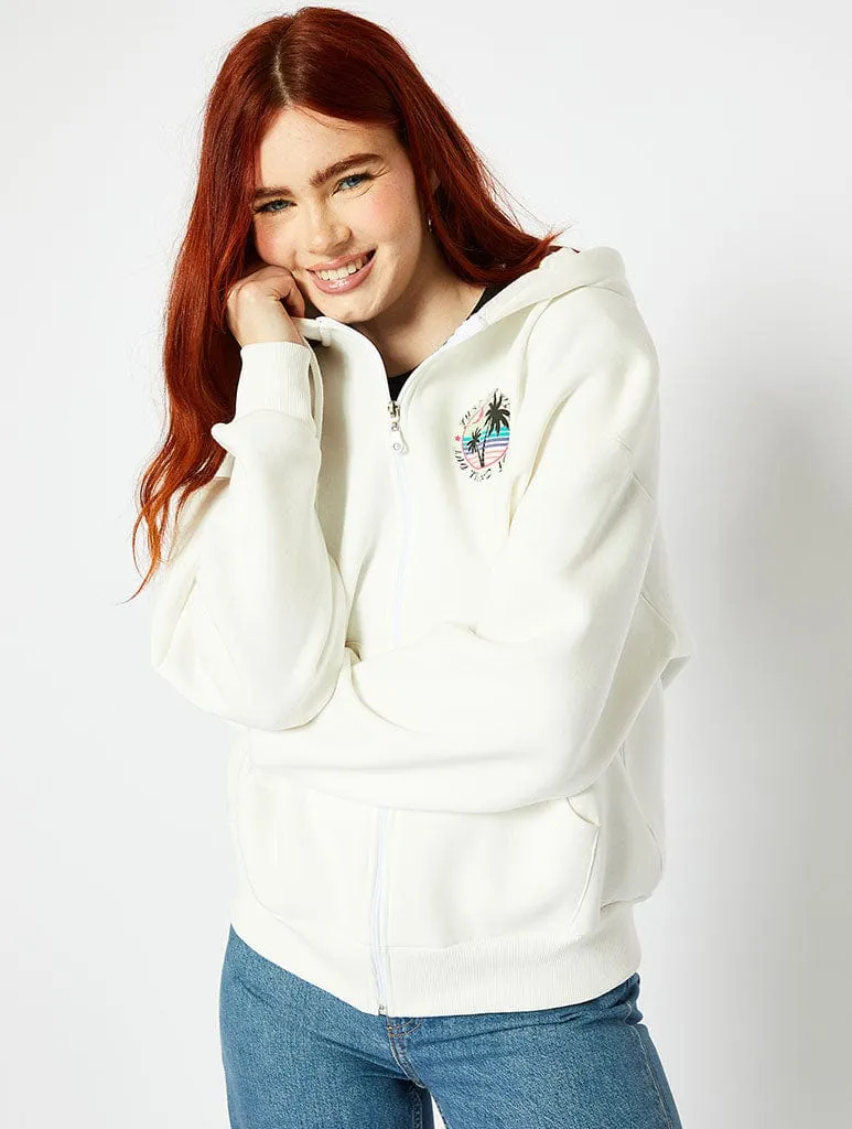 Relax Oversized Ecru Zip up Hoodie sold by Skinnydip London product image thumbnail 4