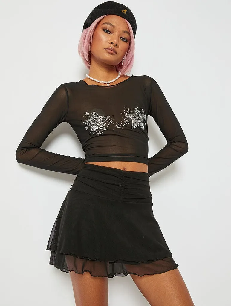 Mesh Star Embellished Crop Top sold by Skinnydip London