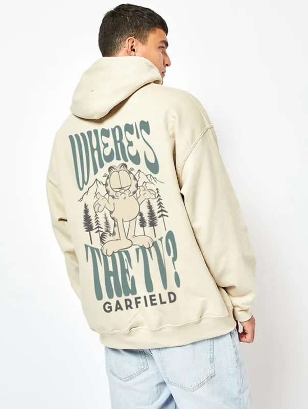 Garfield x Skinnydip Where's The TV Hoodie In Sand sold by Skinnydip London
