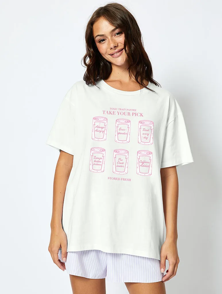Toxic Trait T-Shirt In Ecru sold by Skinnydip London