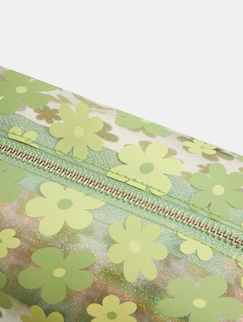 Sage Warped Flower Makeup Bag sold by Skinnydip London product image thumbnail 4