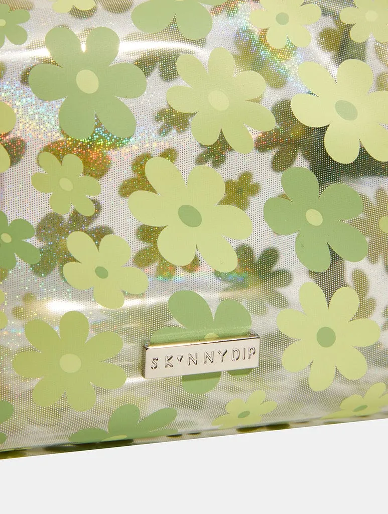 Sage Warped Flower Makeup Bag sold by Skinnydip London product image thumbnail 5