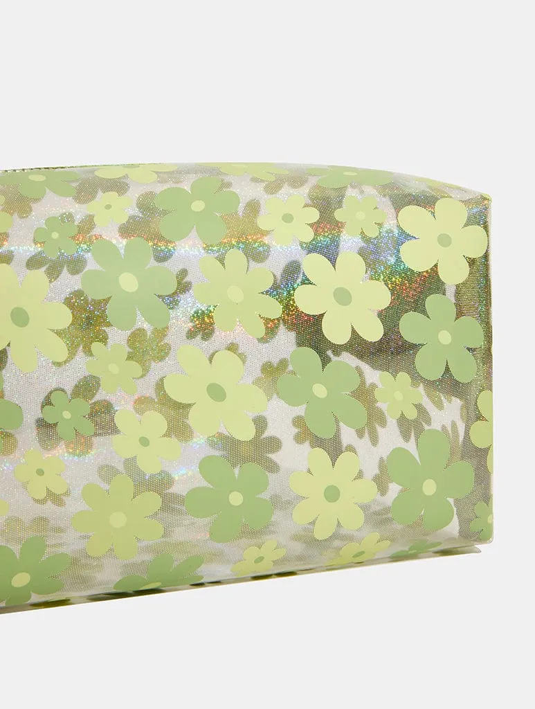 Sage Warped Flower Makeup Bag sold by Skinnydip London product image thumbnail 2