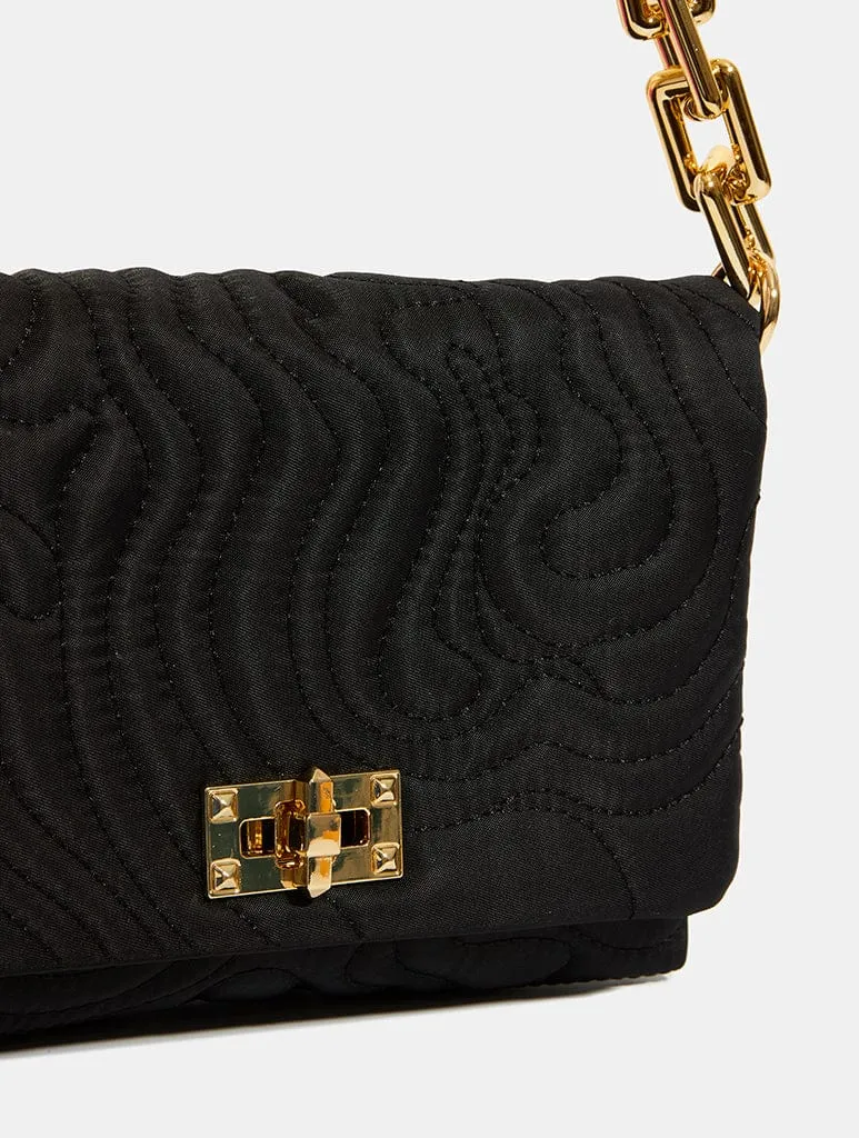 Farah Black Swirl Quilt Shoulder Bag sold by Skinnydip London product image thumbnail 5