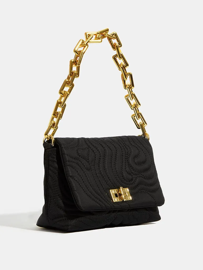 Farah Black Swirl Quilt Shoulder Bag sold by Skinnydip London product image thumbnail 3