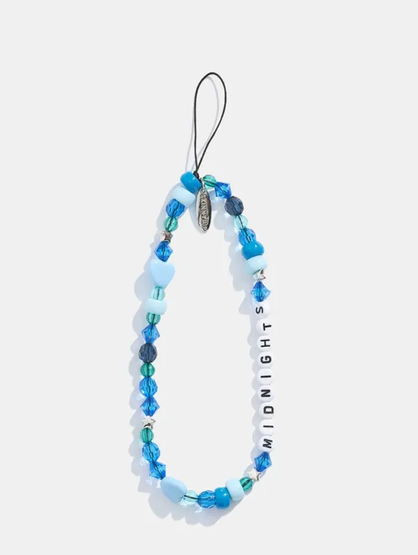 Midnights Blue Beaded Phone Strap made by Skinnydip London