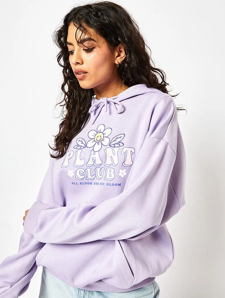 Plant Club Oversized Hoodie in Lilac sold by Skinnydip London product image thumbnail 2