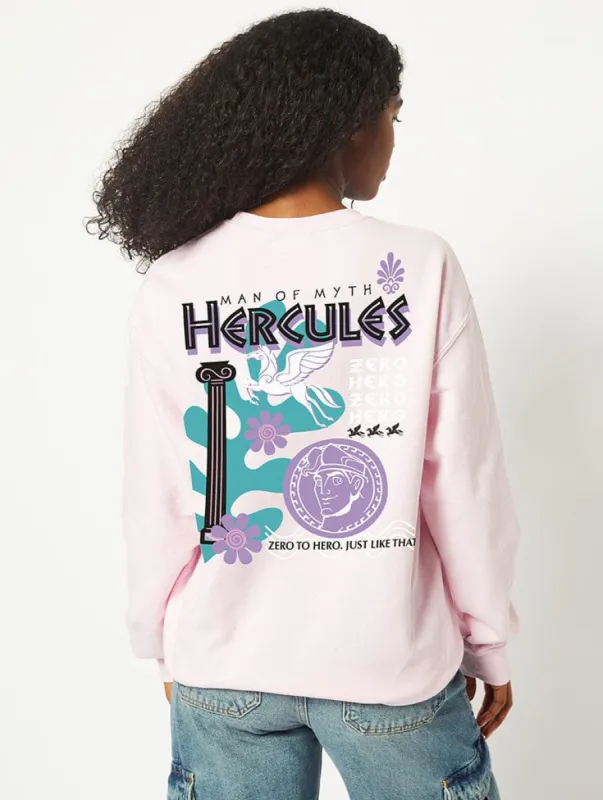 Disney Hercules Icon Sweatshirt in Pink sold by Skinnydip London
