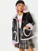 Heart Pocket Borg Trim Vinyl Boxy Jacket sold by Skinnydip London