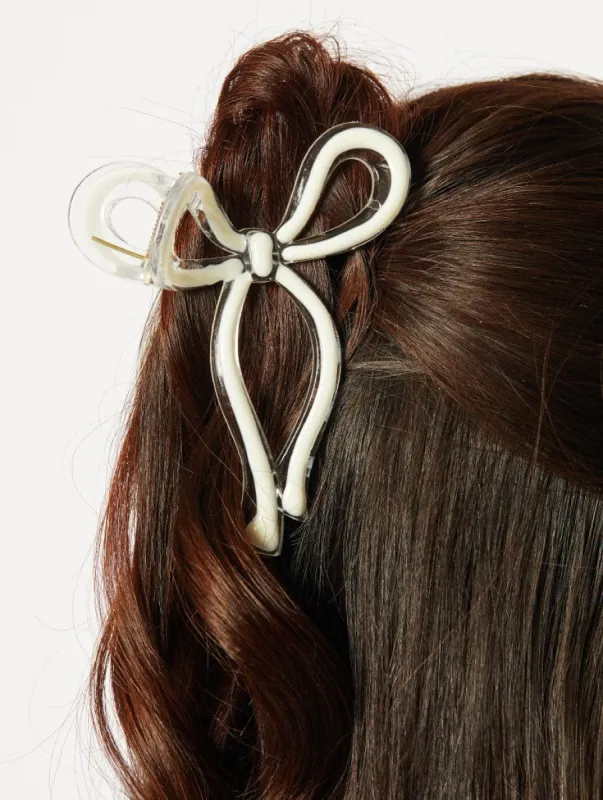 White Hair Bow Clip sold by Skinnydip London