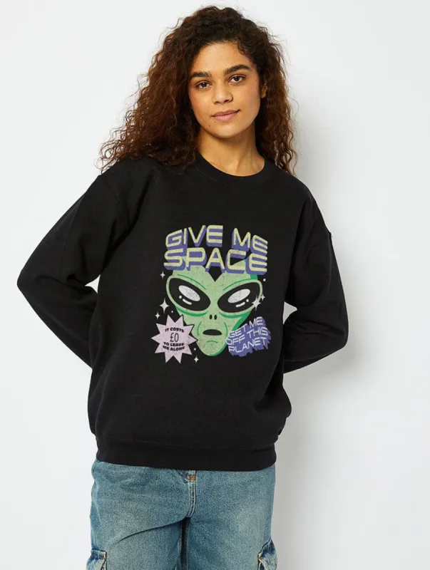 Give Me Space Sweatshirt in Black sold by Skinnydip London