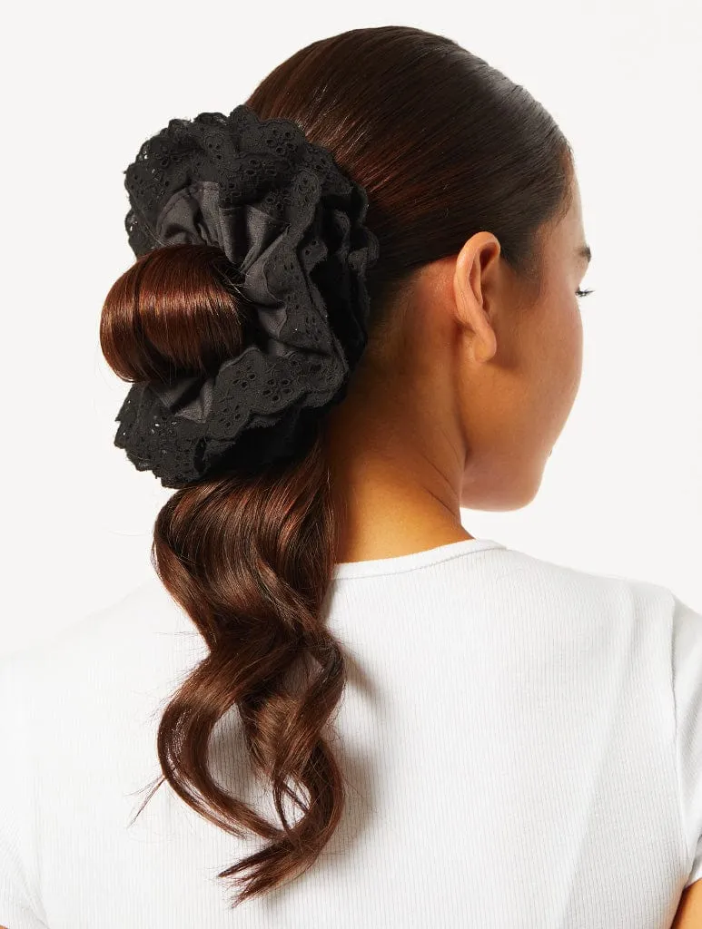 Lace Frill Extra Large Scrunchie in Black sold by Skinnydip London product image thumbnail 2