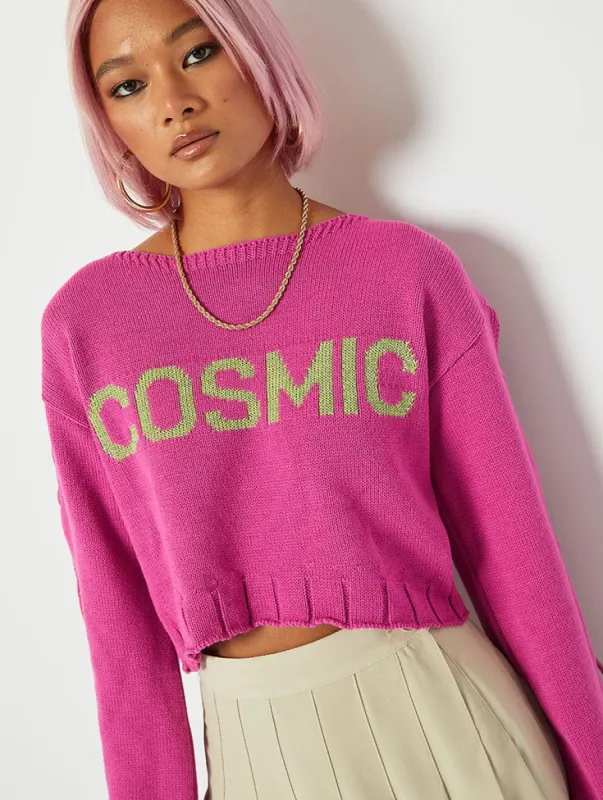 Cosmic Lace Sleeve Crop Jumper sold by Skinnydip London