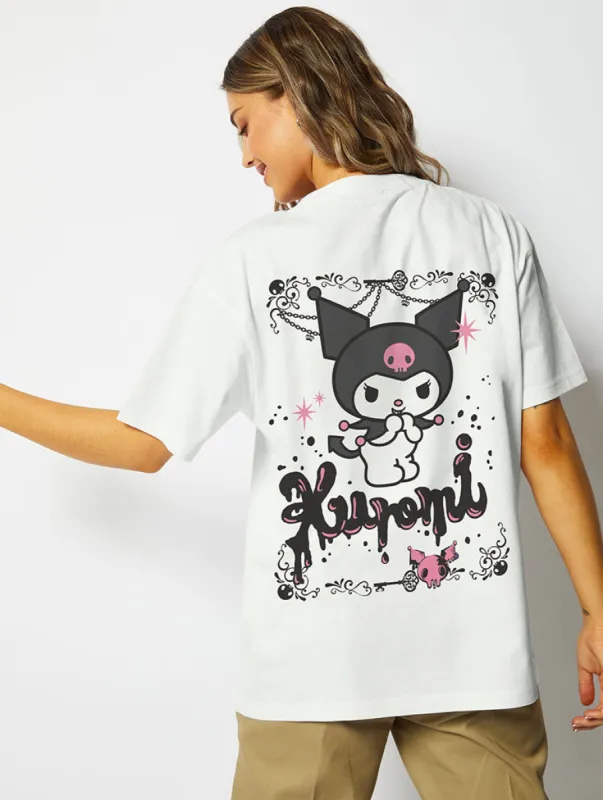 Hello Kitty x Skinnydip Kuromi Drip T-Shirt in Ecru sold by Skinnydip London