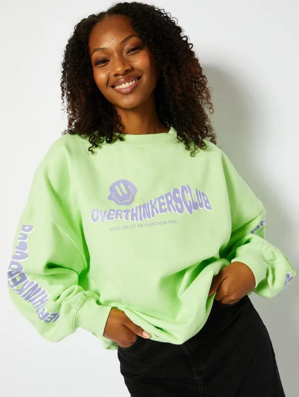 Overthinkers Club Lime Oversized Sweatshirt made by Skinnydip London