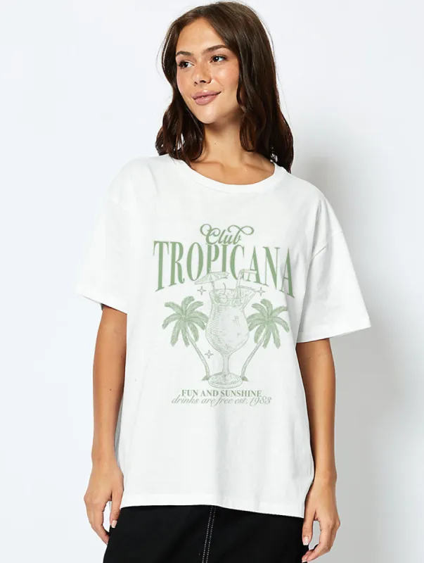 Club Tropicana T-Shirt In Ecru sold by Skinnydip London