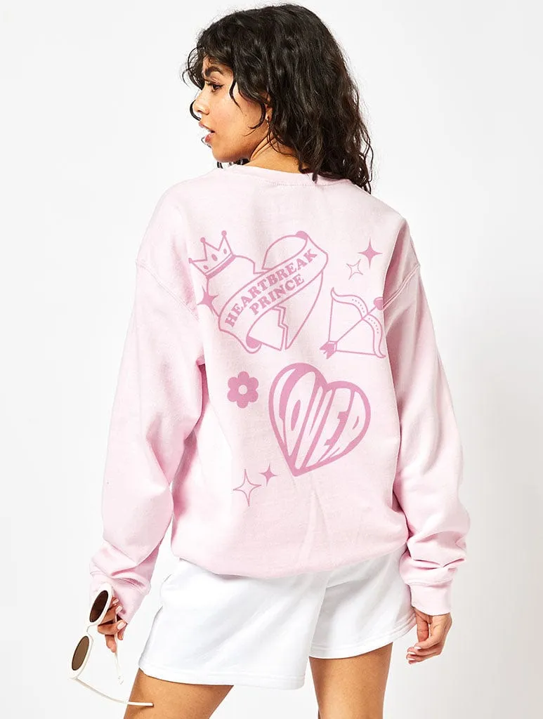 Lover Sweatshirt In Pink sold by Skinnydip London