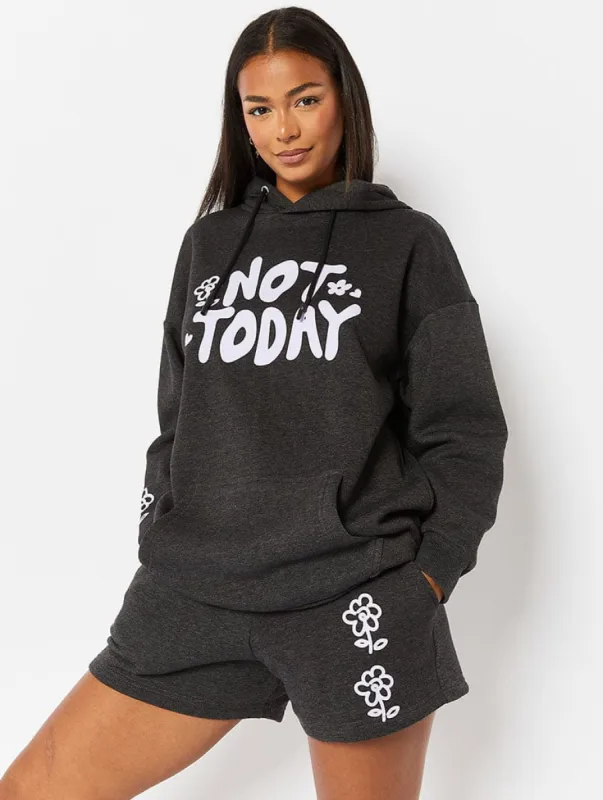 Not Today Charcoal Grey Hoodie Co-ord sold by Skinnydip London
