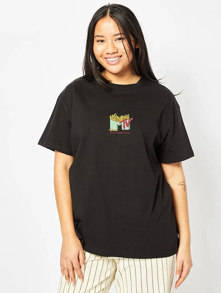 MTV Fries T-Shirt in Black sold by Skinnydip London product image thumbnail 2