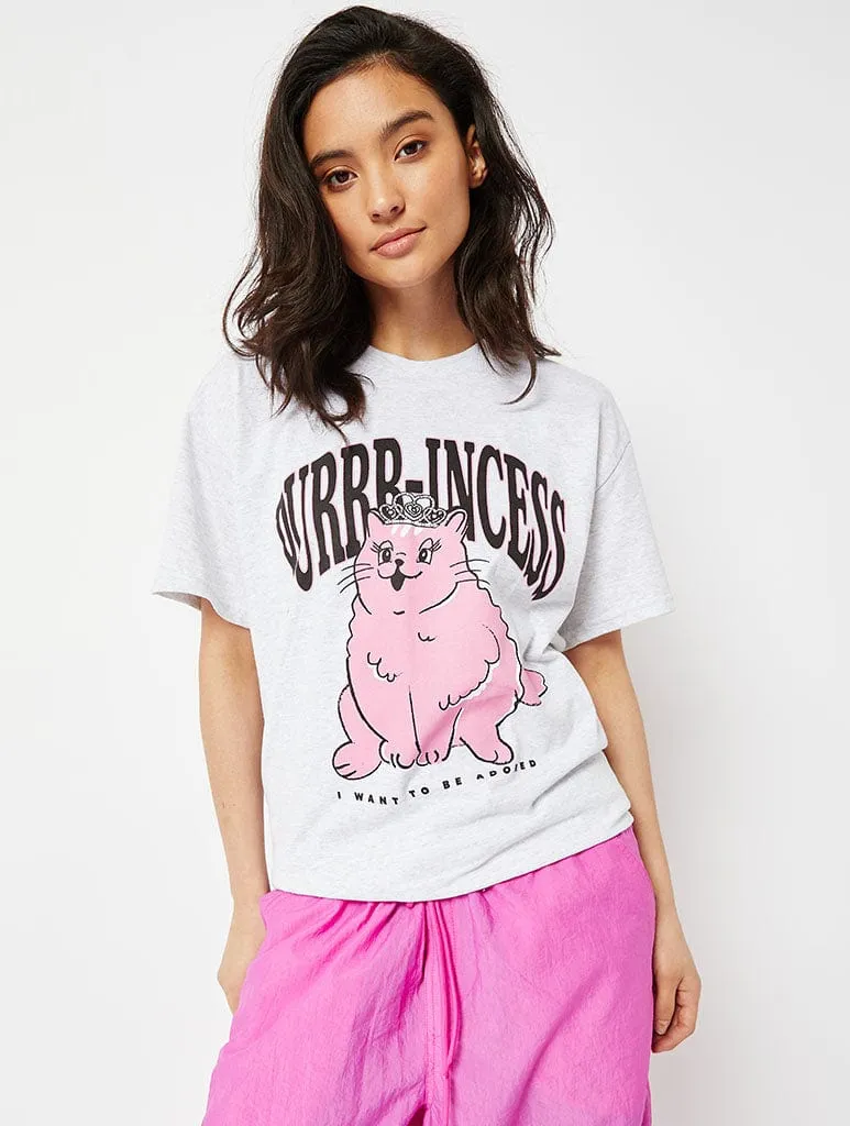 Purr-incess Cat Graphic Oversized T-Shirt sold by Skinnydip London product image thumbnail 2