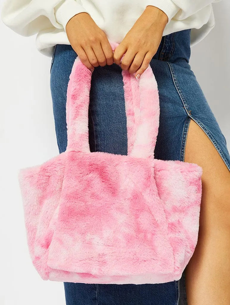 Pink Tie Dye Fluff Tote Bag sold by Skinnydip London product image thumbnail 3