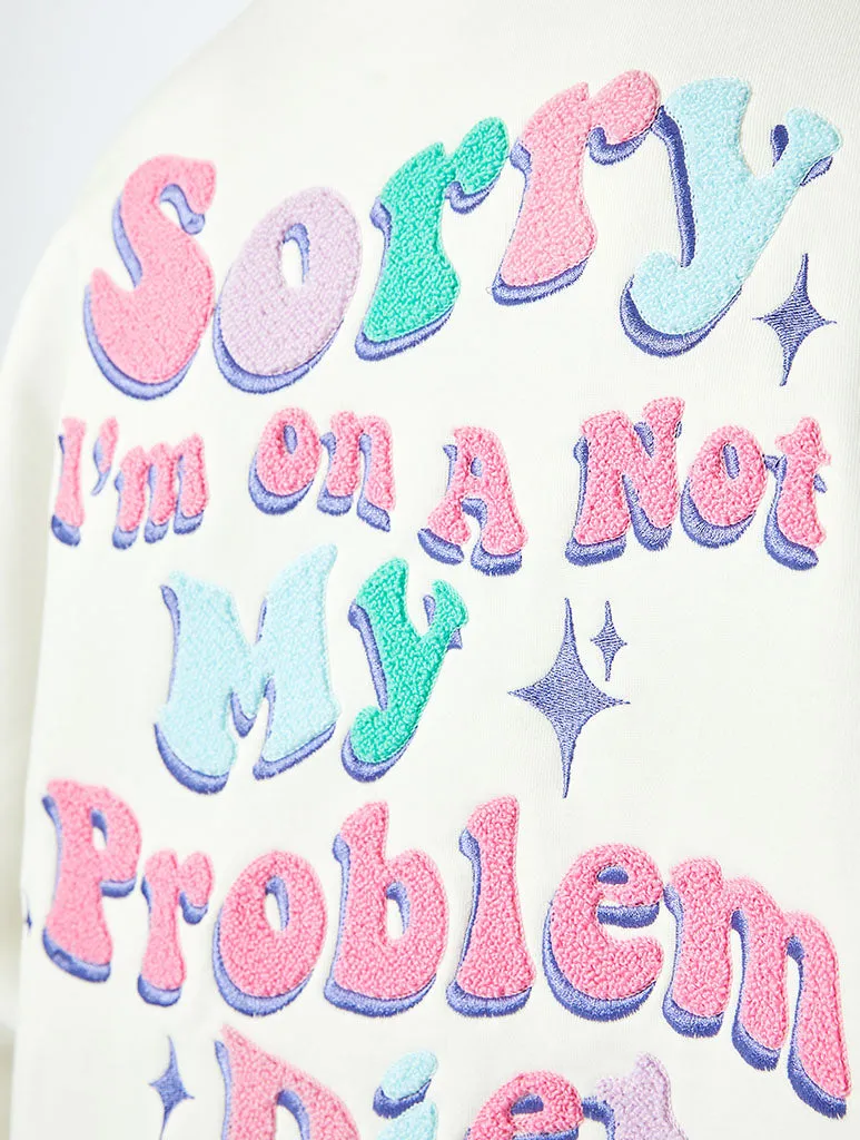 I'm On A Not My Problem Diet Sweatshirt in Ecru sold by Skinnydip London product image thumbnail 4