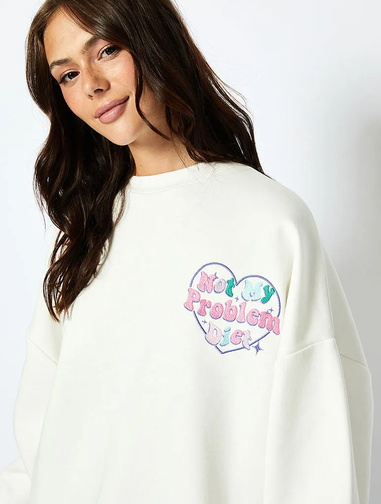 I'm On A Not My Problem Diet Sweatshirt in Ecru sold by Skinnydip London