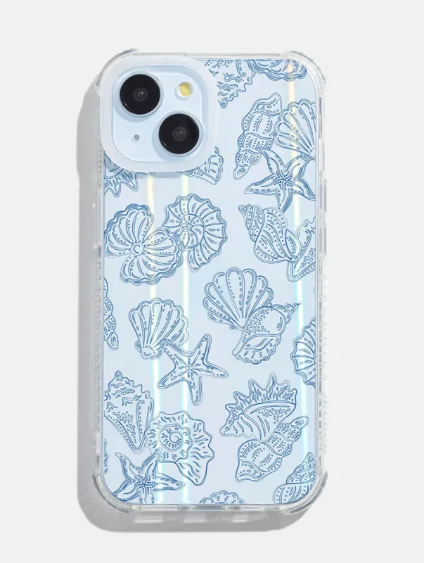 Blue Outline Sea Shells Shock iPhone Case sold by Skinnydip London