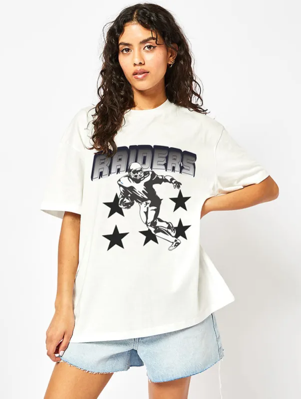 NFL x Skinnydip Raiders T-Shirt in Ecru sold by Skinnydip London