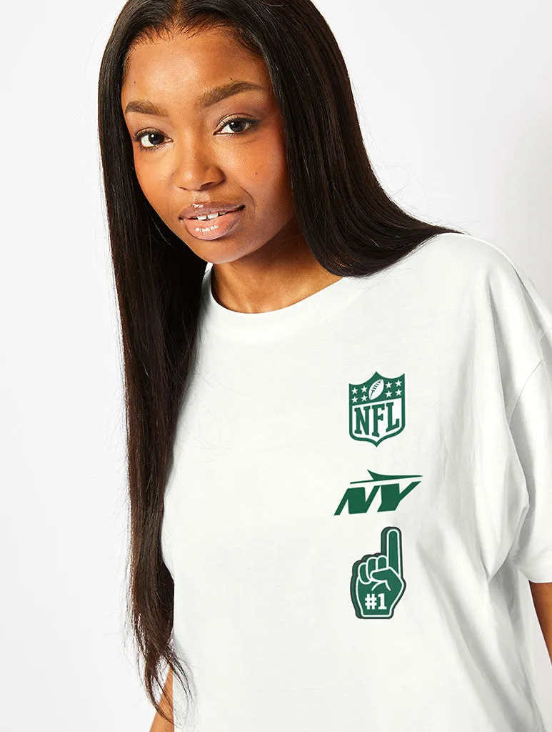 NFL x Skinnydip New York Jets T-Shirt in Ecru sold by Skinnydip London