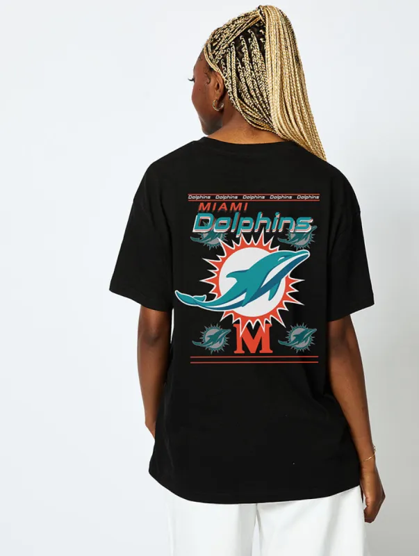 NFL x Skinnydip Miami Dolphins T-Shirt in Black sold by Skinnydip London