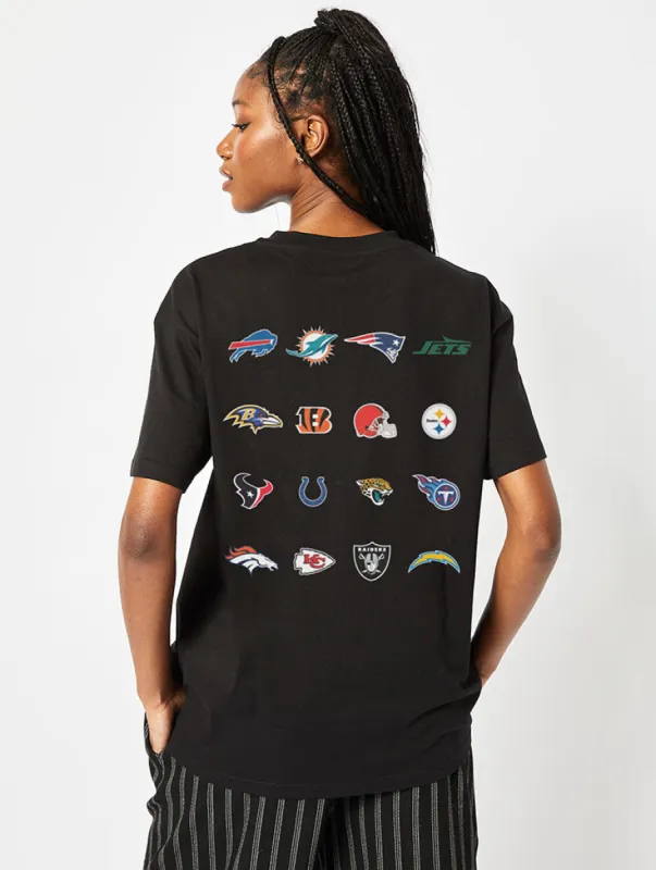 NFL x Skinnydip Team Logos T-Shirt in Black sold by Skinnydip London