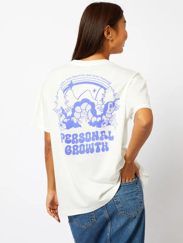 Personal Growth T-Shirt in Ecru sold by Skinnydip London