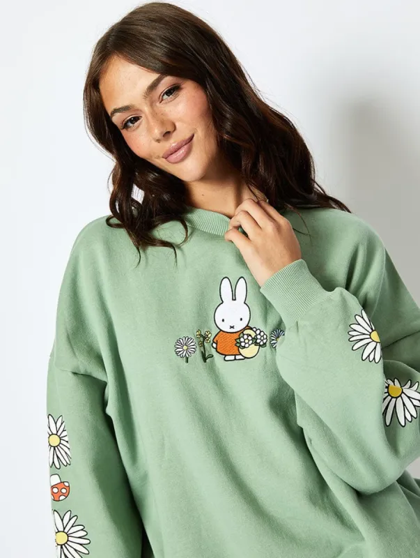 Miffy Sweatshirt in Green sold by Skinnydip London